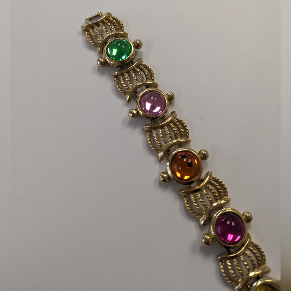 VTG COLORFUL JELLY BRACELET WITH GOLD ACCENTS - Picture 4 of 15